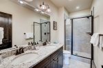 guest bathroom with granite countertops